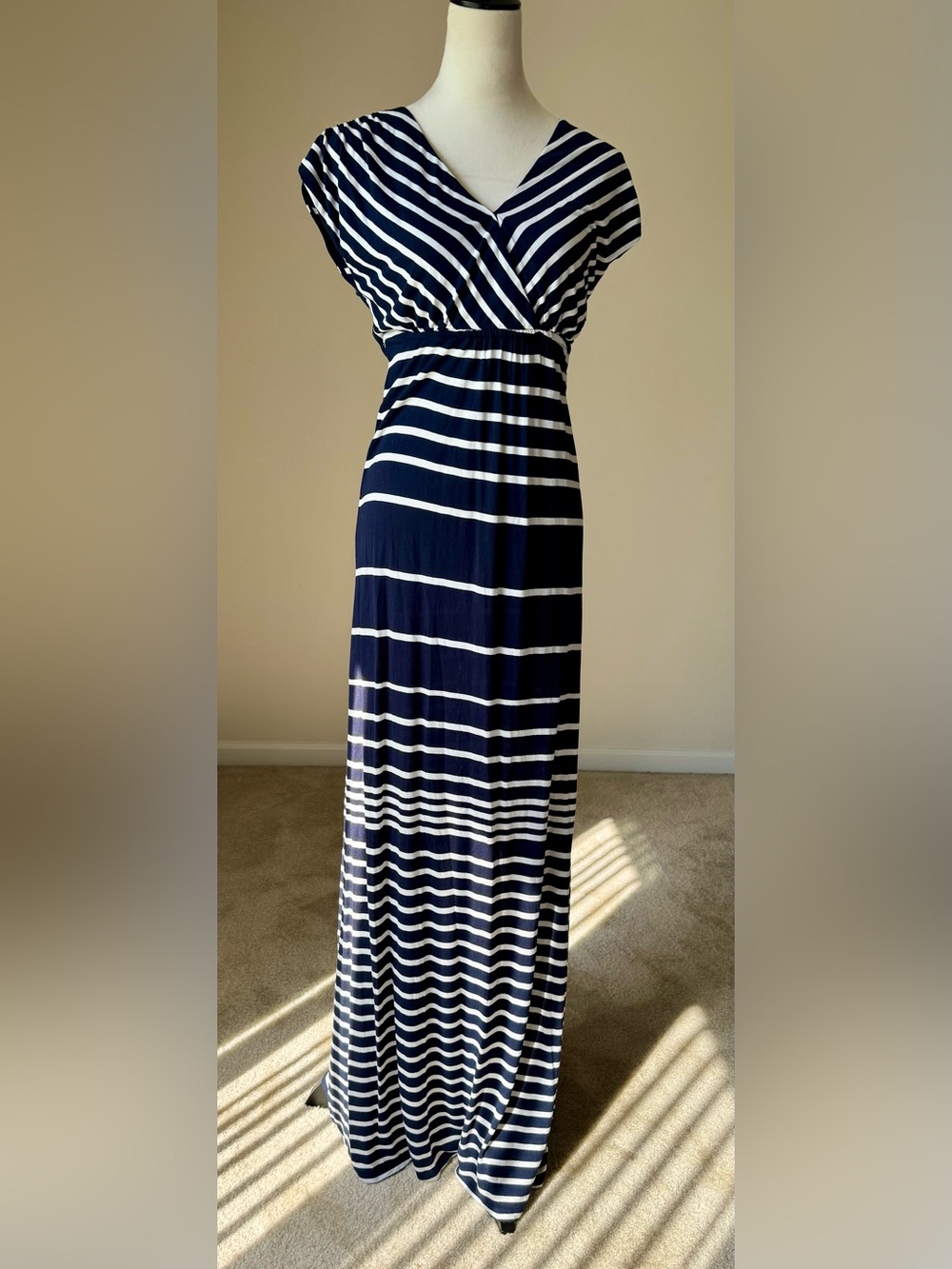 INC International Concepts Navy and White Striped Maxi Dress Skirt